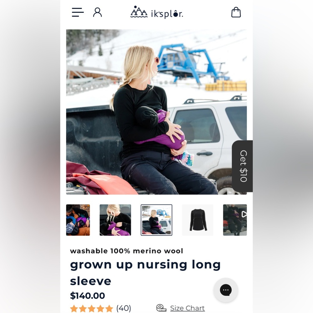 100% Merino Wool Base Layer for Nursing by Iksplor